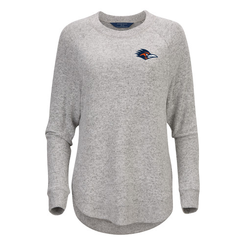  Boxercraft Womens Oxford Grey Heather Cuddle Oversized Crew - UTSA Roadrunner Head EMB