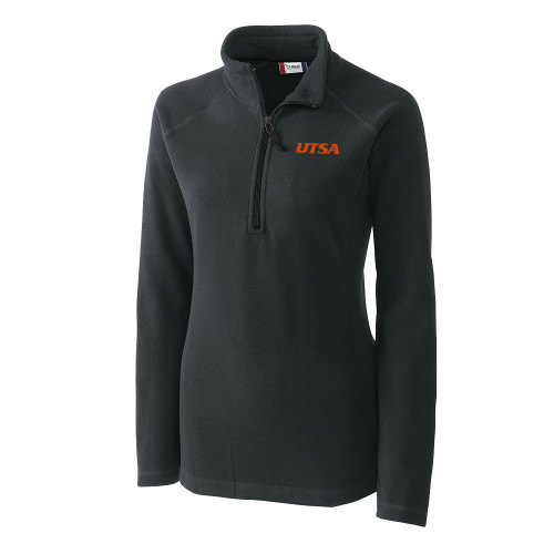  C&B Womens Charcoal Clique Summit Performance Fleece Half Zip - UTSA EMB