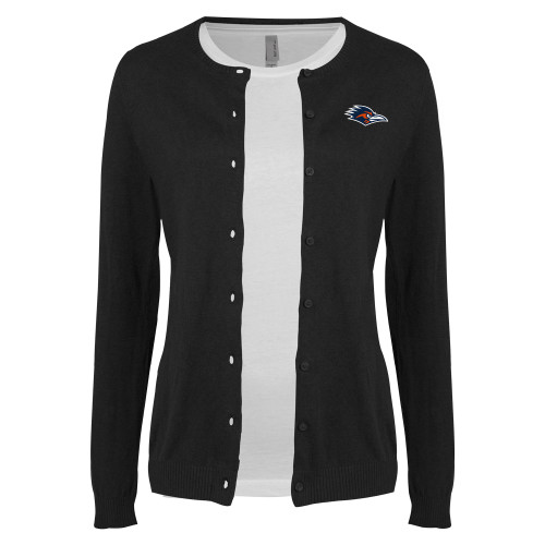  Womens Black Cardigan Sweater - UTSA Roadrunner Head EMB