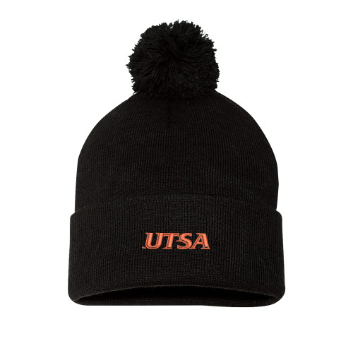 UTSA Sportsman Black Pom Pom Cuffed Beanie