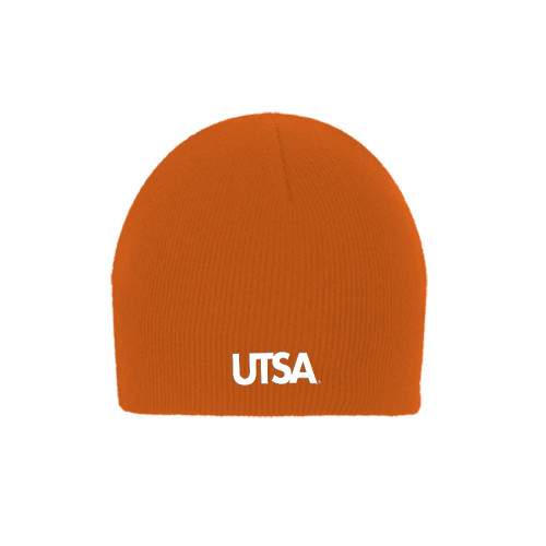  Orange Knit Beanie - UTSA Institutional Mark