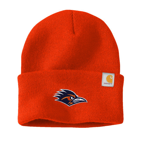  Carhartt Bright Orange Knit Beanie w/Cuff - UTSA Roadrunner Head EMB