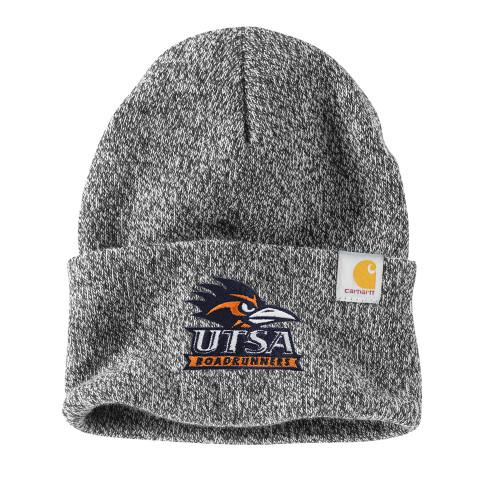  Carhartt Black/White Knit Beanie w/Cuff - UTSA Primary Mark EMB