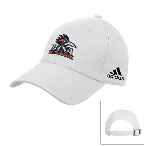  Adidas White Adjustable Washed Slouch Hat - UTSA Primary Mark EMB