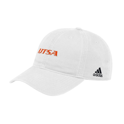  Adidas White Adjustable Washed Slouch Hat - UTSA EMB