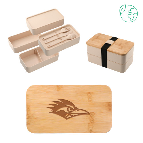 UTSA Stackable Bamboo Fiber Beige Bento Box