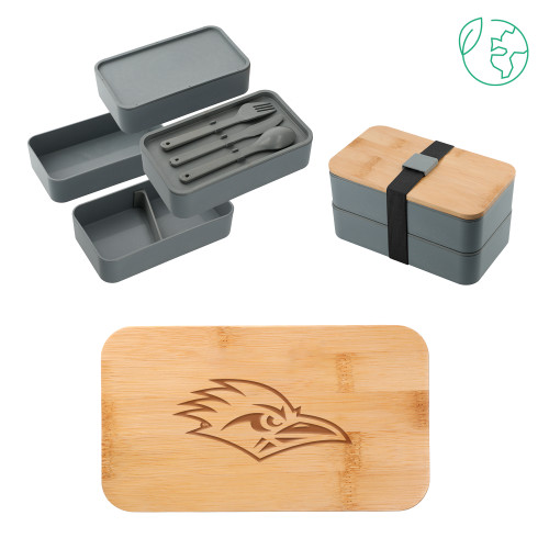 UTSA Stackable Bamboo Fiber Gray Bento Box