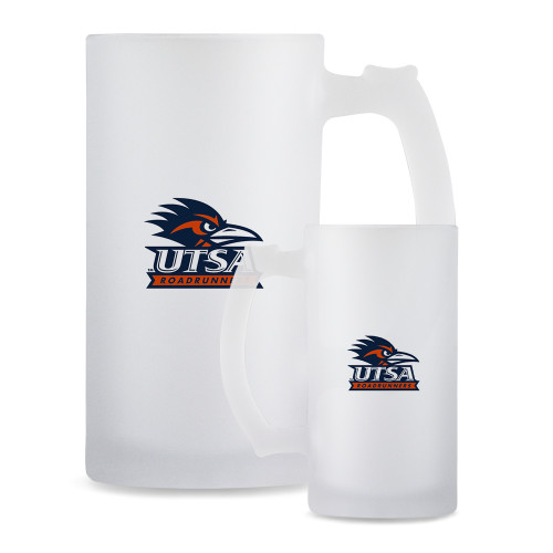  Full Color Decorative Frosted Glass Mug 16oz - UTSA Primary Mark