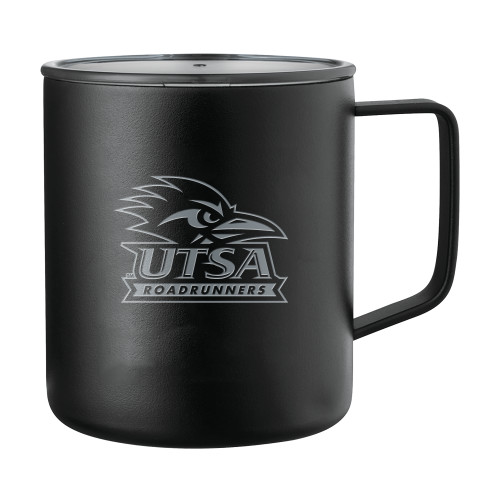  Rover Camp Vacuum Insulated Black Mug 14oz - UTSA Primary Mark