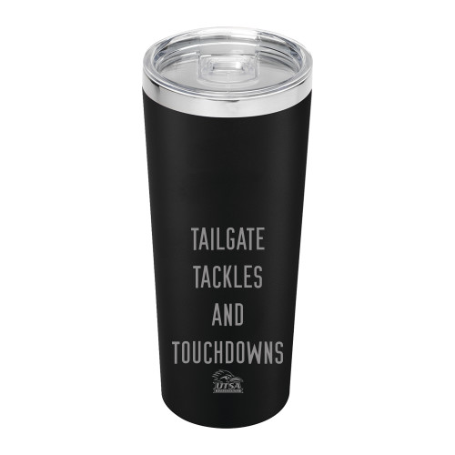  Thor Vacuum Insulated Black Tumbler 22oz - Tailgate Tackles and Touchdowns - UTSA Engraved