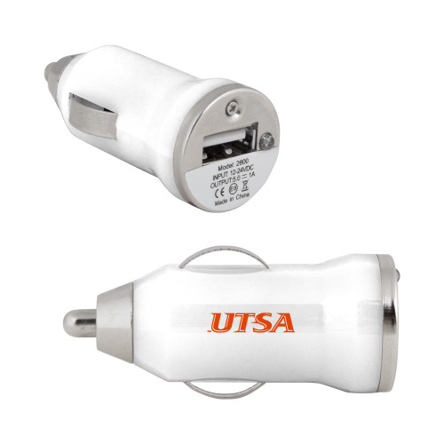  On the Go White Car Charger - UTSA