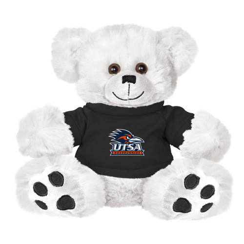 UTSA Plush Big Paw 8 1/2 inch White Bear w/Black Shirt