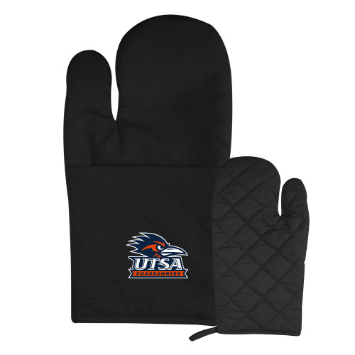  Quilted Canvas Black Oven Mitt - UTSA Primary Mark