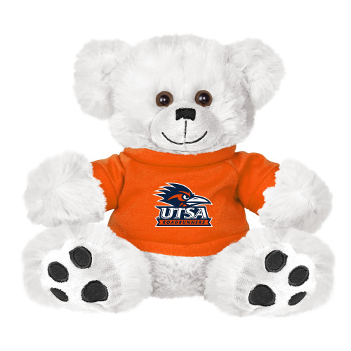 UTSA Plush Big Paw 8 1/2 inch White Bear w/Orange Shirt