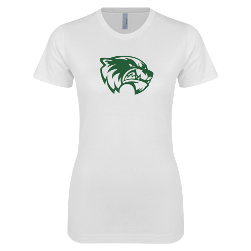  Next Level Womens White Boyfriend Tee - Primary Logo