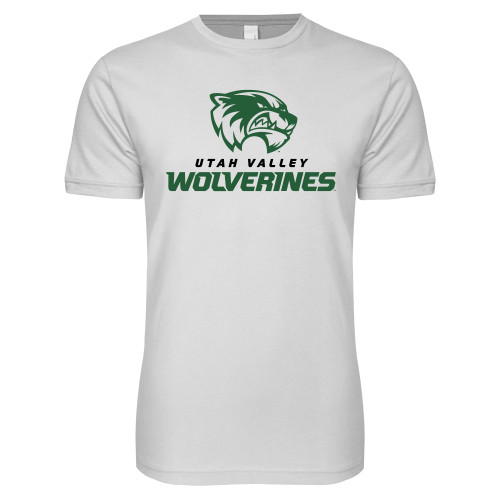  Next Level White SoftStyle T Shirt - Utah Valley Wolverines Logo