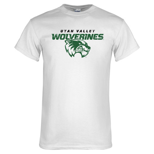  White T Shirt - UVU Wolverines Distressed
