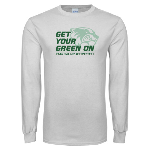  White Long Sleeve T Shirt - Get Your Green On