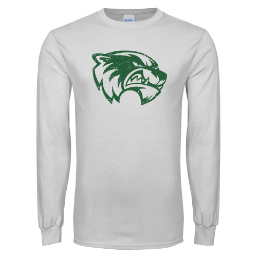  White Long Sleeve T Shirt - Wolverine Logo Distressed