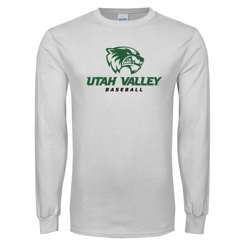  White Long Sleeve T Shirt - Baseball