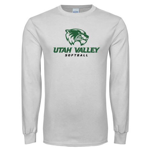 White Long Sleeve T Shirt - Softball