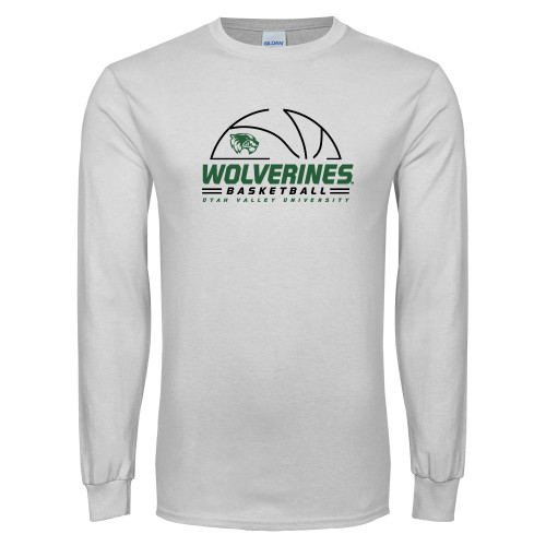  White Long Sleeve T Shirt - UVU Basketball