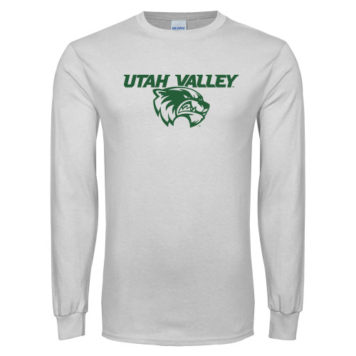  White Long Sleeve T Shirt - Utah Valley Logo