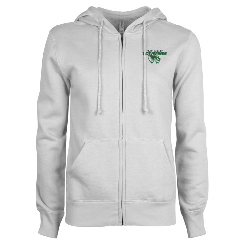  ENZA Womens White Fleece Full Zip Hoodie - Secondary Logo