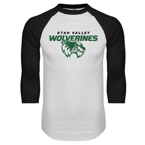  White/Black Raglan Baseball T Shirt - Secondary Logo