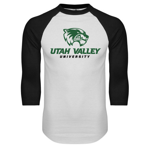  White/Black Raglan Baseball T Shirt - Utah Valley University