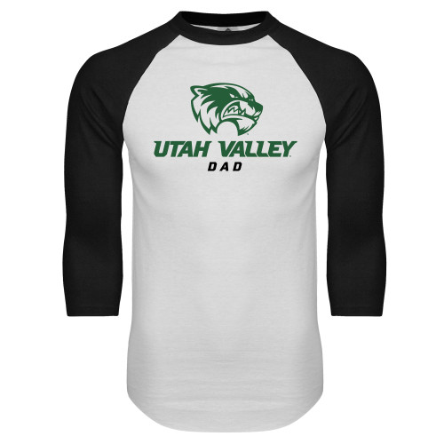  White/Black Raglan Baseball T Shirt - Dad