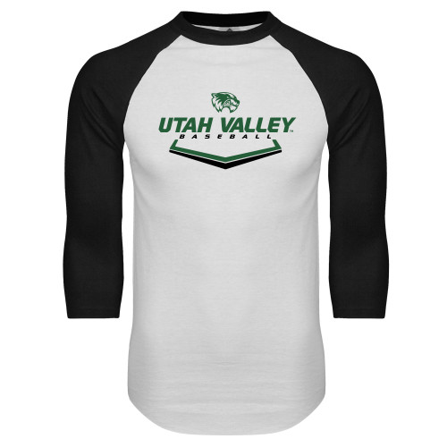  White/Black Raglan Baseball T Shirt - Wolverines Baseball