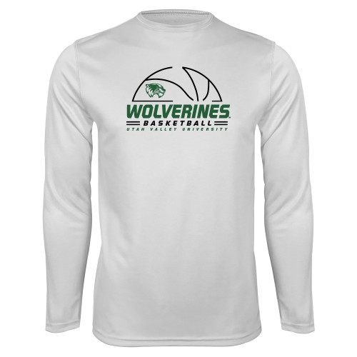  White Performance Long Sleeve Shirt - UVU Basketball
