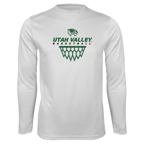  White Performance Long Sleeve Shirt - Wolverines Basketball