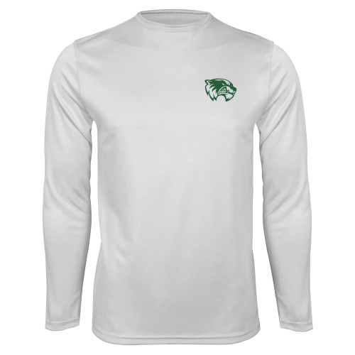 White Performance Long Sleeve Shirt - Primary Logo