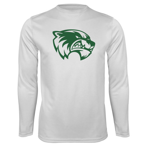  White Performance Long Sleeve Shirt - Primary Logo