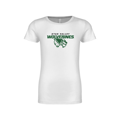  Next Level Girls White Fashion Fit T Shirt - Secondary Logo