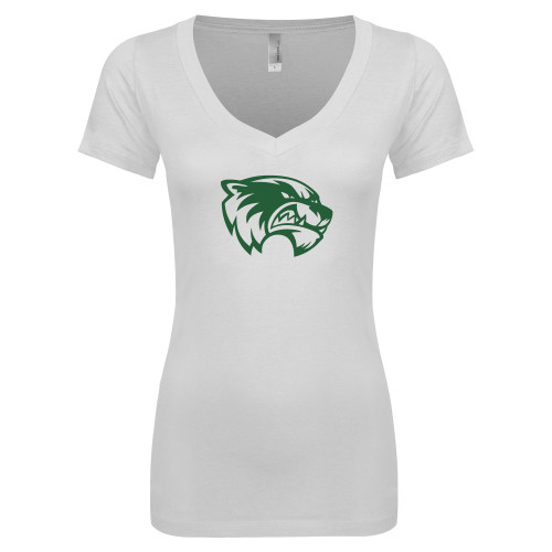  Next Level Womens White Ideal V Tee - Primary Logo