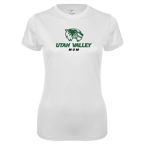  Womens White Performance Tee - Mom