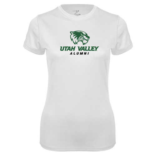  Womens White Performance Tee - Alumni