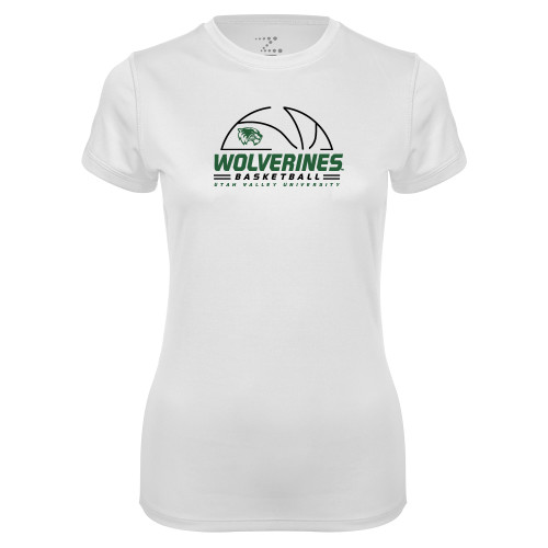  Womens White Performance Tee - UVU Basketball