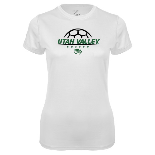  Womens White Performance Tee - Wolverines Soccer