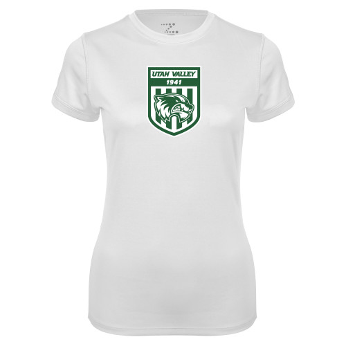  Womens White Performance Tee - UVU Soccer