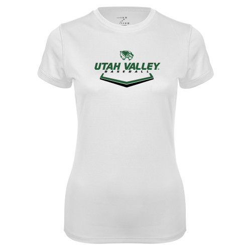  Womens White Performance Tee - Wolverines Baseball