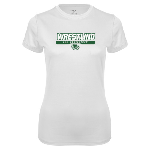  Womens White Performance Tee - UVU Wrestling