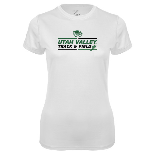  Womens White Performance Tee - Wolverines Track & Field