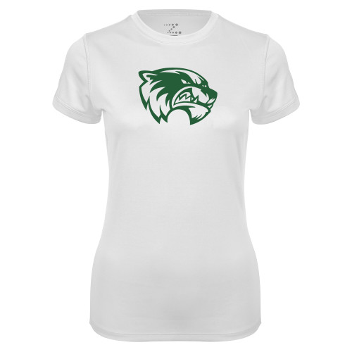  Womens White Performance Tee - Primary Logo