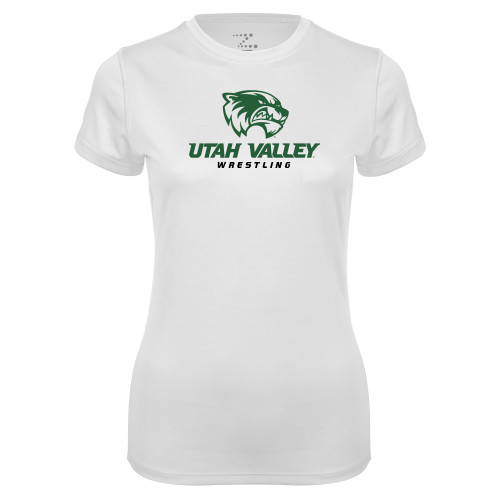  Womens White Performance Tee - Wrestling
