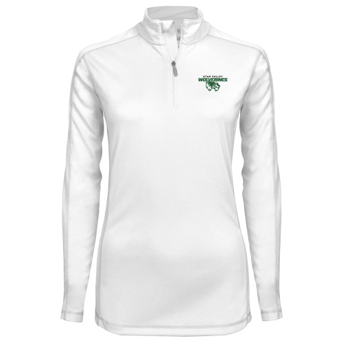 Syntrel Womens White Interlock 1/4 Zip - Secondary Logo