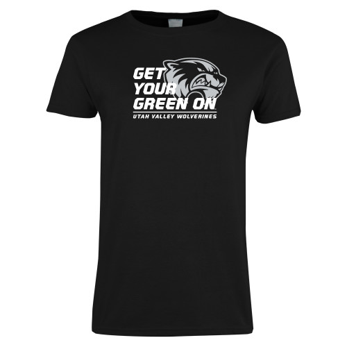  Womens Black Short Sleeve Tee - Get Your Green On
